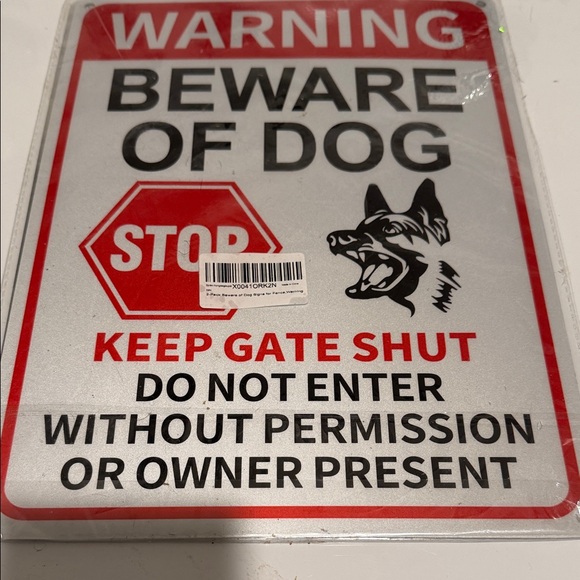 Other - Red Beware of Dog Stop Sign - Metal Pet Warning Sign